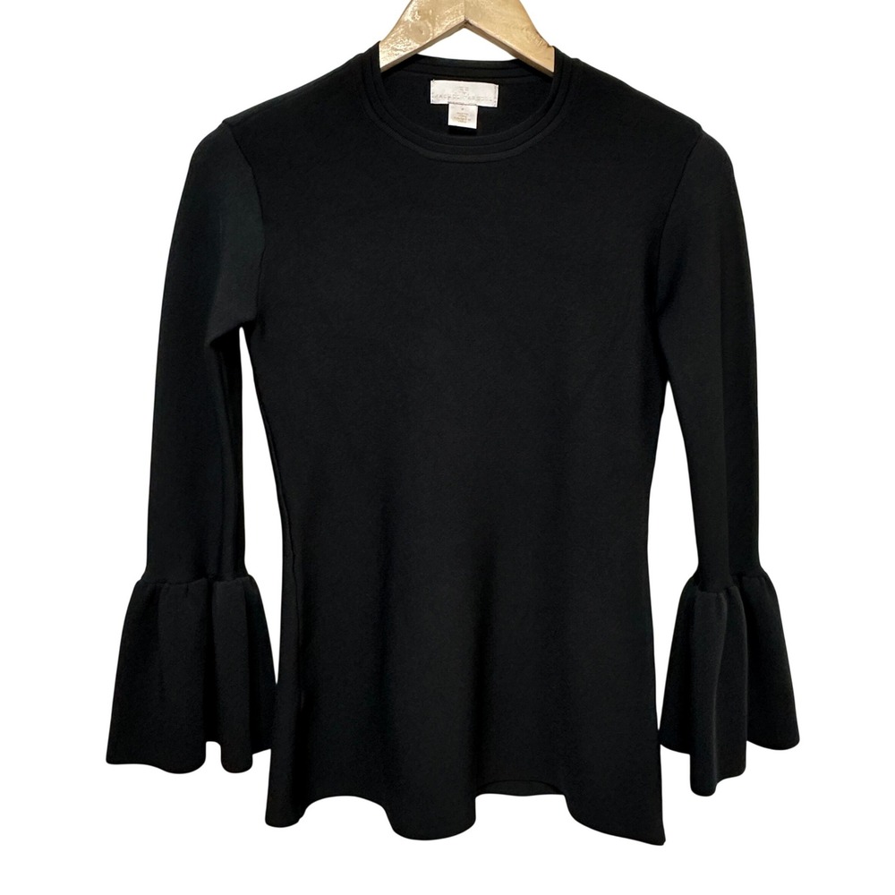 Rachel Parcell Bell Sleeve Blouse Womens Small Black Knit Ruffle Whimsigoth